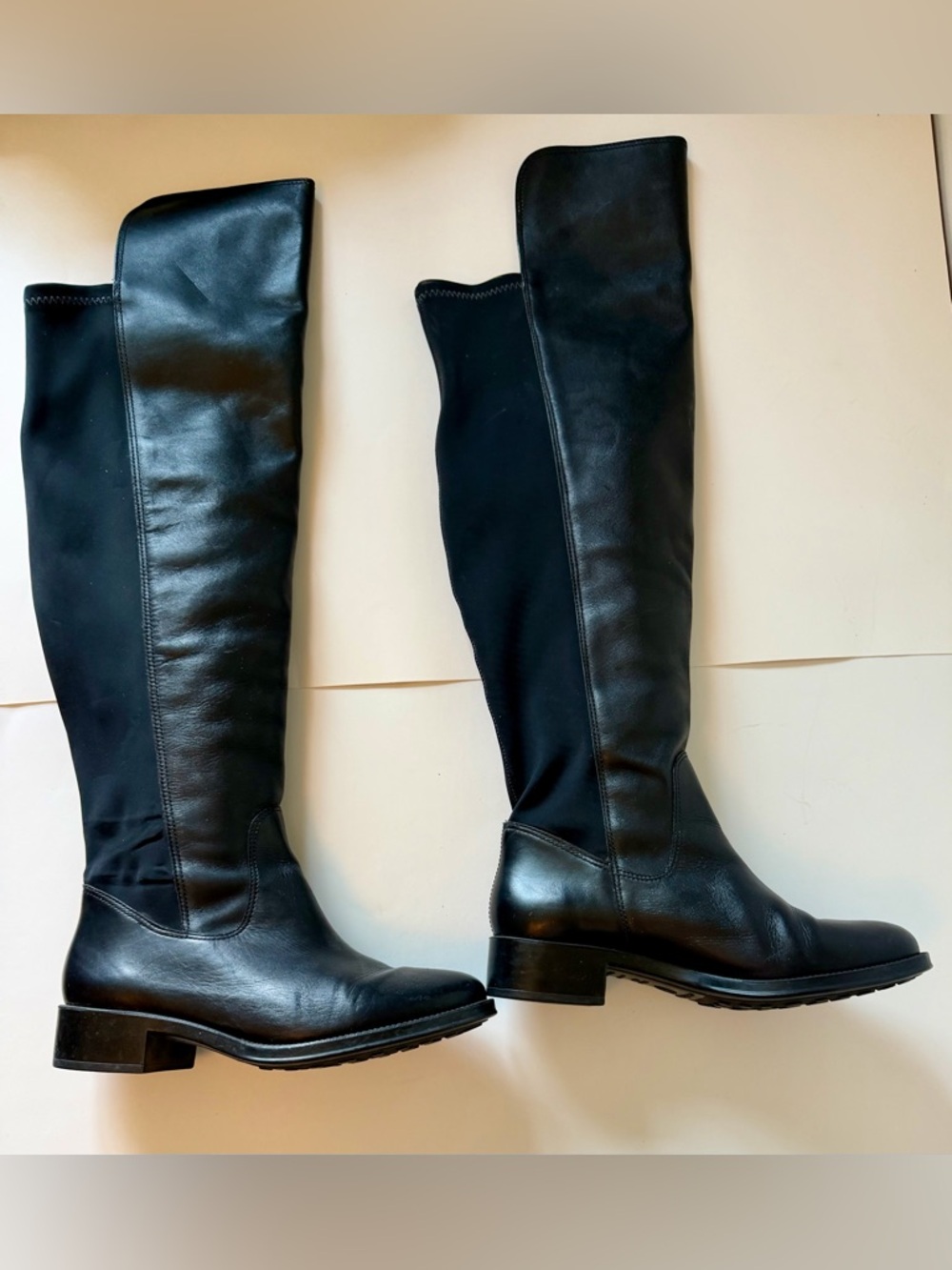 Andre Assous Black Over-the-Knee Leather Boots Waterproof Leather